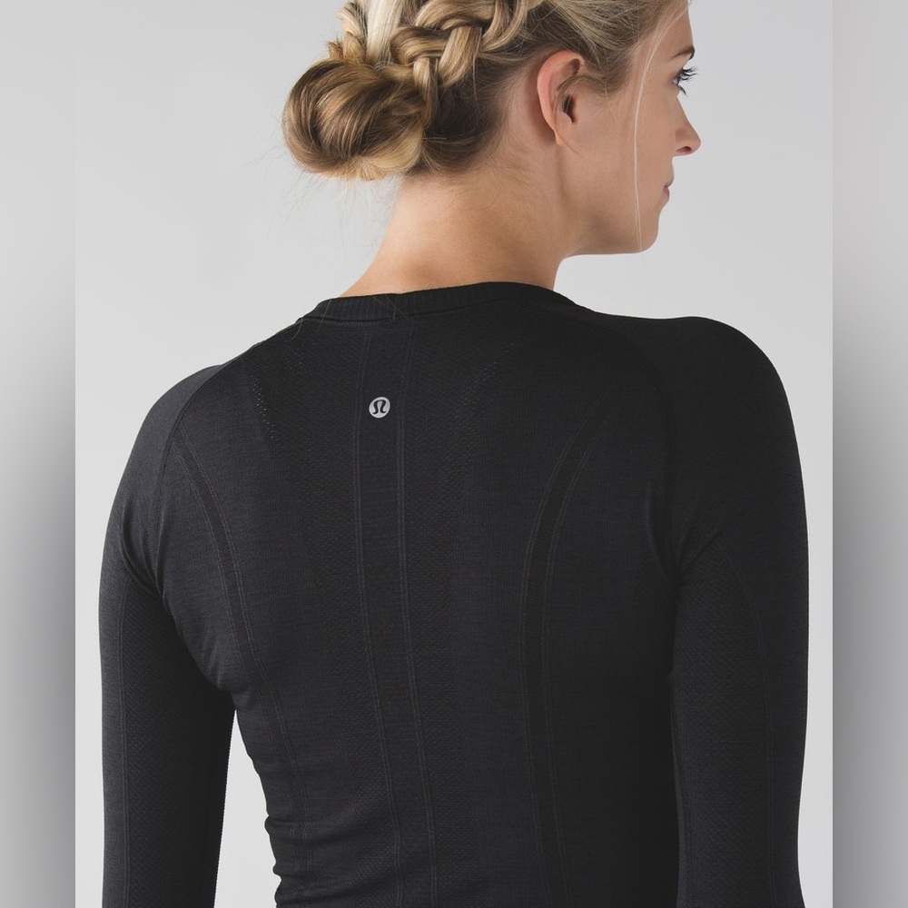 Lululemon Black Swiftly Tech Long Sleeve Crew Thumb Holes Run Yoga Activewear - Picture 5 of 12